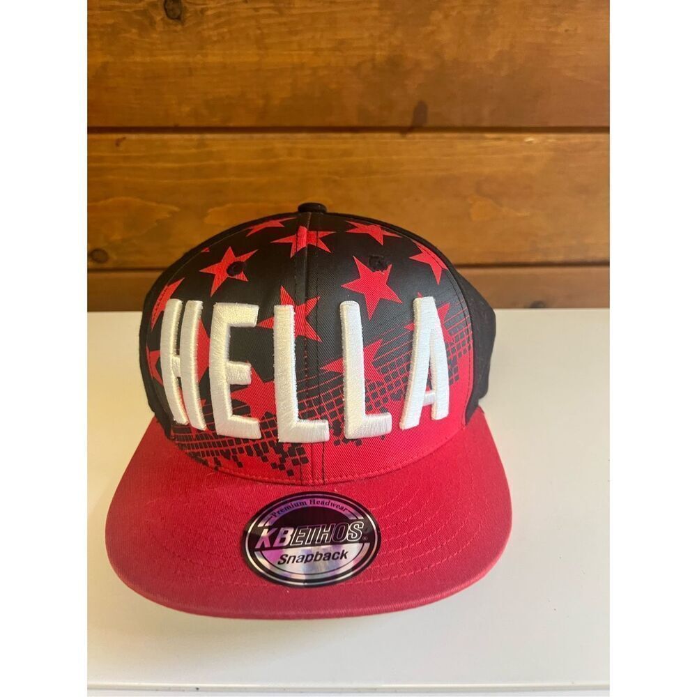Kbethos Hella Snap Back Mens baseball Hat Red/Black NWT